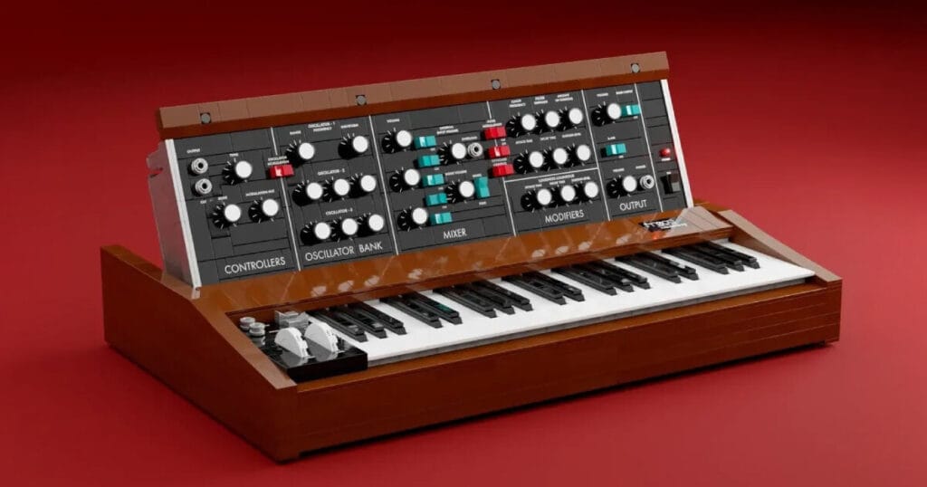 LEGO minimoog analog synthesizer remakes the 1970 instrument