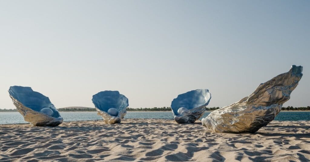 farah al qasimi’s oyster sculptures chant along abu dhabi corniche