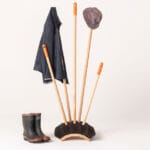 five hardware store brooms sculpt playful coatrack by clark bardsley design