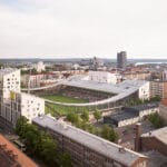 finland’s first hybrid stadium by JKMM architects fuses residential, retail, and public spaces