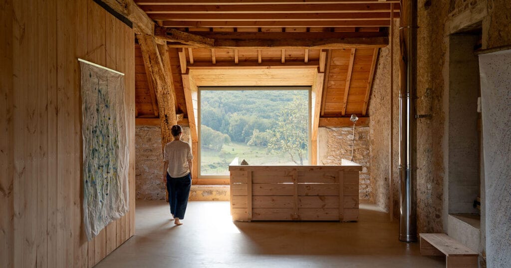 LVArchitectes and erwan bouroullec revive brick barn in burgundy