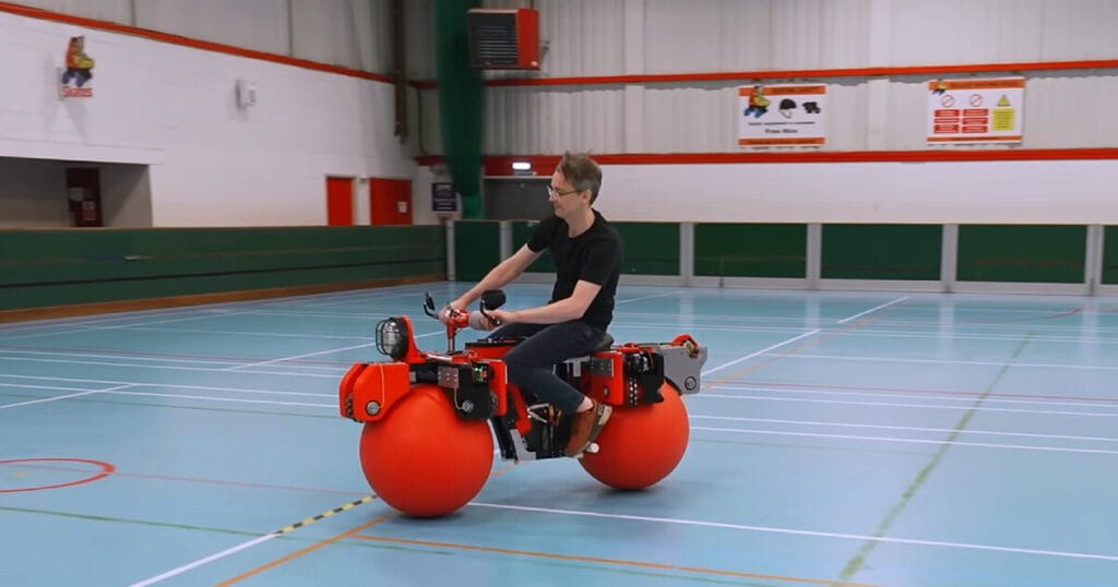 james bruton’s omnidirectional bike with trackball wheels can drift