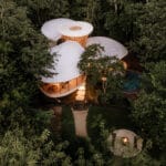 bamboo dome unites roofs of villa by NOD studio in mexico