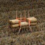 rice straw atop wooden A-frame crafts jige chair by sukchulmok 