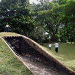 bamboo encloses chicken coop pavilion in jakarta park by RAD+ar