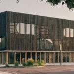 dark shousugiban wood facade wraps creative hub in rural france