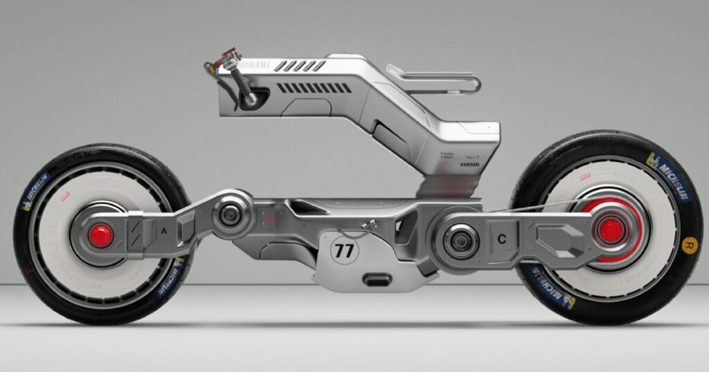 kaminari superbike refers to cyberpunk and anime for a sci-fi design
