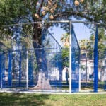 recycled PVC cords interweave around plup pavilion in the chihuahua desert