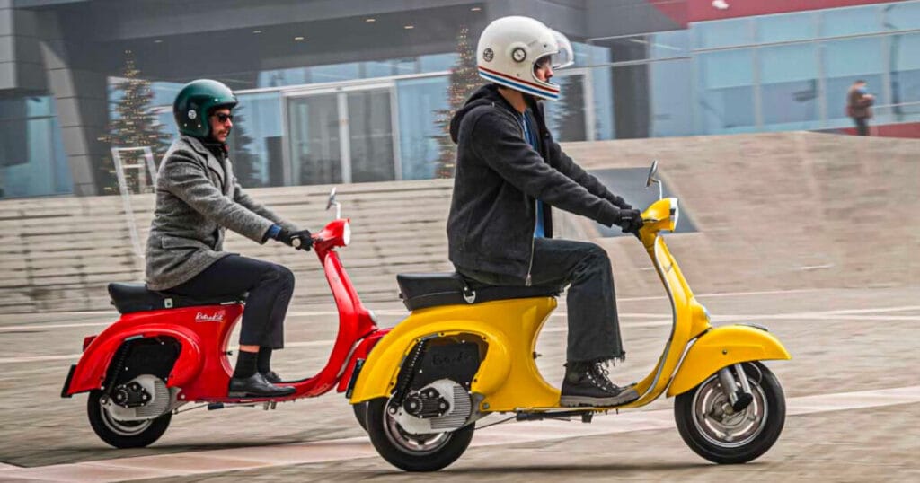 retrokit converts gas-powered vespa into modern electric scooter