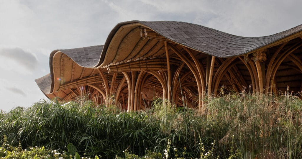 pablo luna studio sculpts ‘shell restaurant’ from expressive bamboo