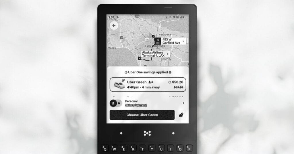 minimal phone with e ink display runs spotify, whatsapp and more