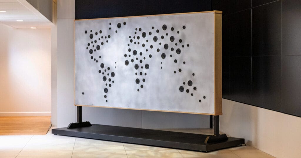 yuri suzuki creates world map with speakers for google’s office
