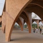 arches of community center by CCA wind through mexico park