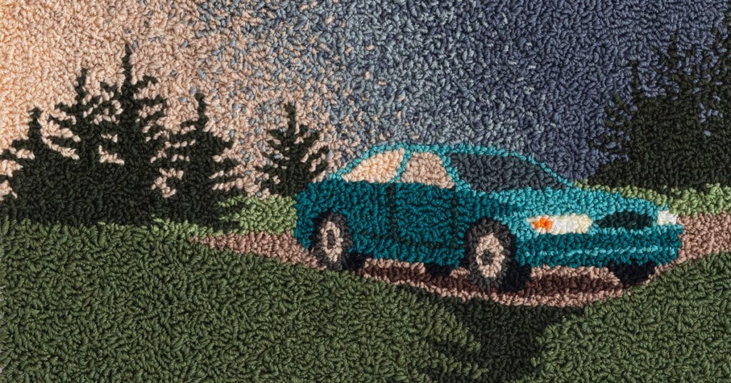 summer road trips inspire punch-needle embroidery by adrienna matzeg