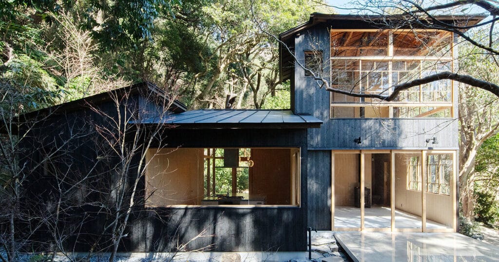 wooden atelier emerges from remains of 90-year-old home in japan